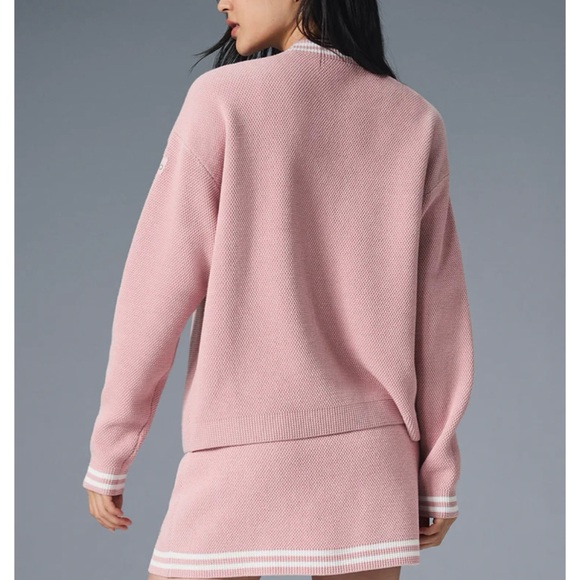 Alo Tennis Club Sweater Knit Cardigan NWT Ballet Pink - Picture 2 of 4